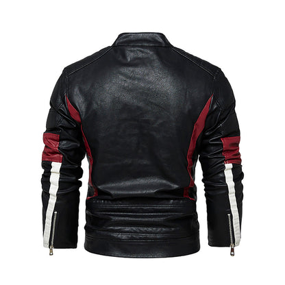 Leder Bikerjacke Herren Stylish Schwarz Ledermantel