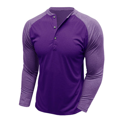 Herren Langarm-Shirt Modern mit Kontrastärmeln und Knöpfen