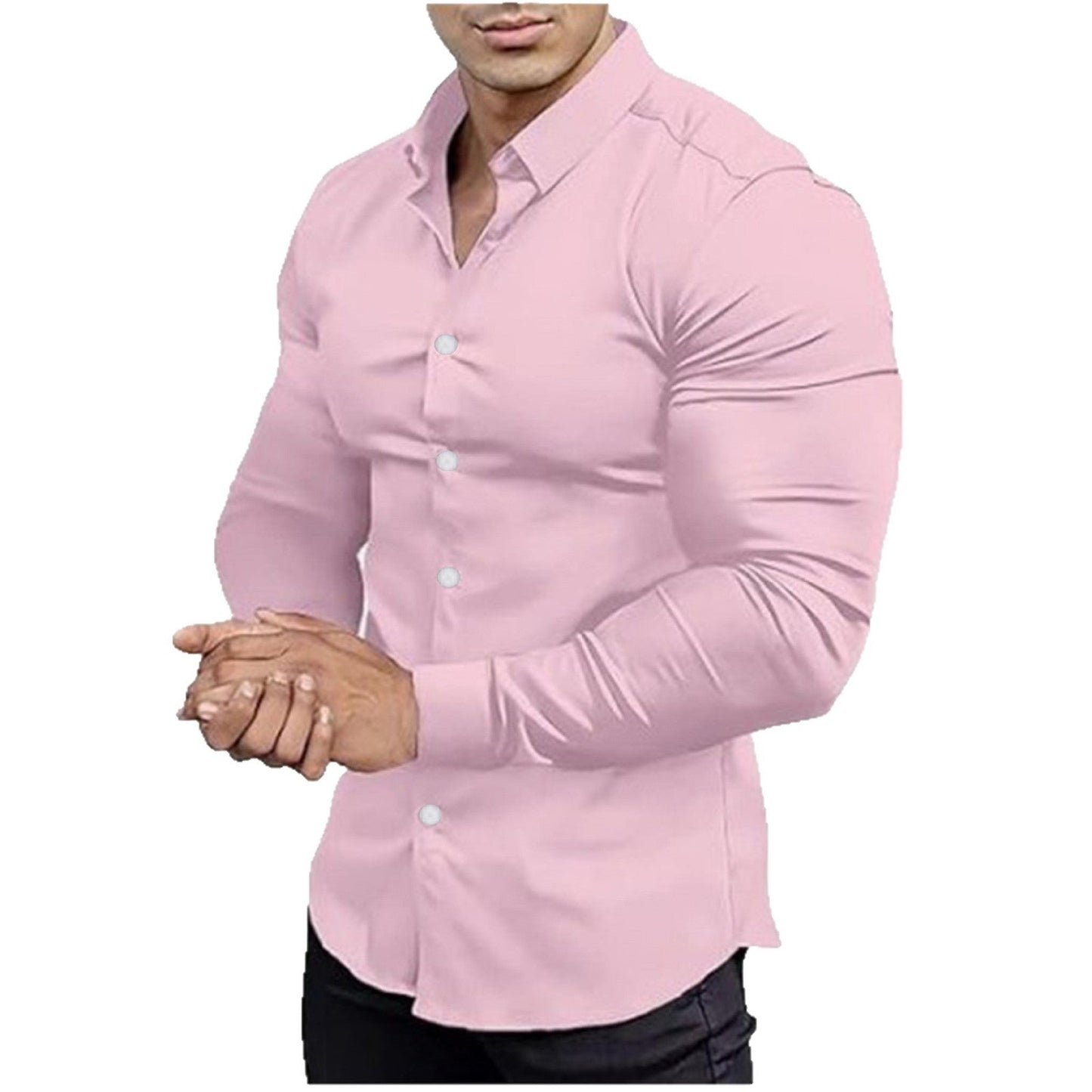 Herren Langarmhemd Elegant Slim Fit Kragen