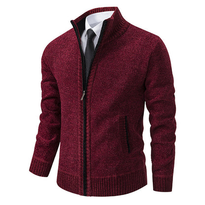 Herren Strickjacke Modern Elegante Reißverschluss Kragen