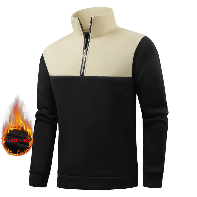 Herren Fleece-Pullover Isolierend Warm mit Stehkragen und Reißverschluss