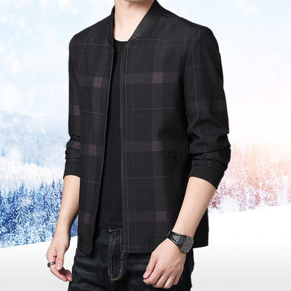Herren Karojacke Modern Lässig Reißverschluss Taschen
