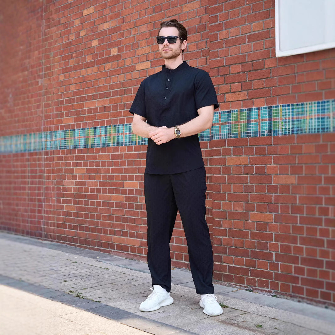 Herren Freizeitset Modern mit Stehkragen und Taschen