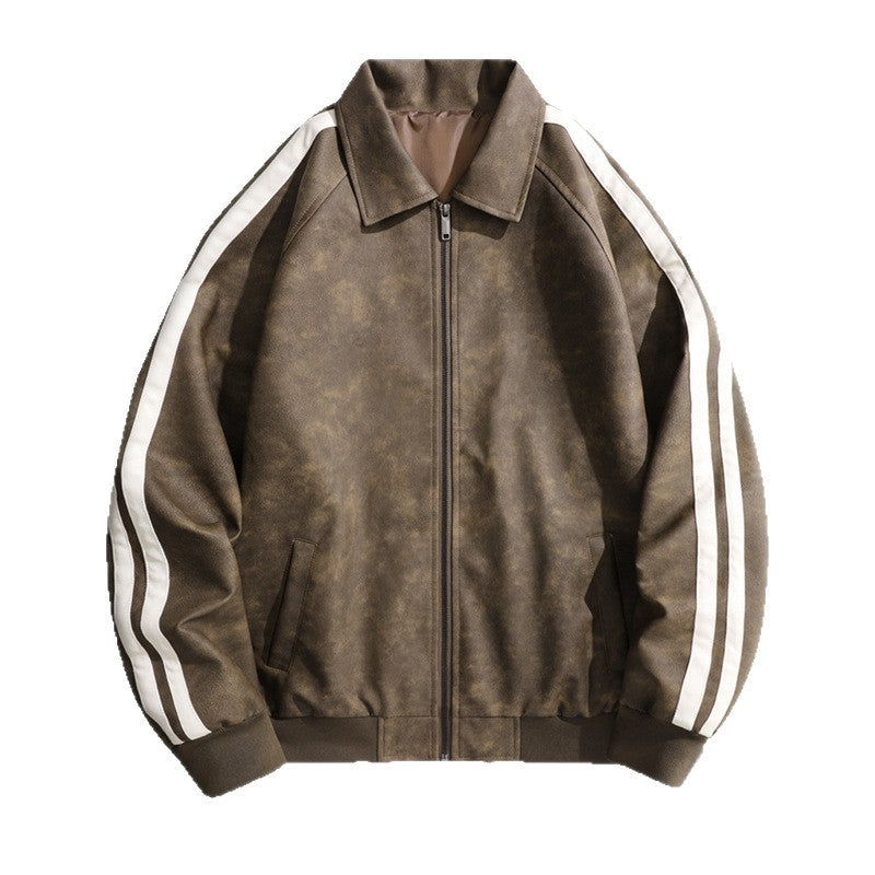 Herren Bomberjacke Lässig Retro Streifenjacke Modern