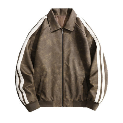 Herren Bomberjacke Lässig Retro Streifenjacke Modern