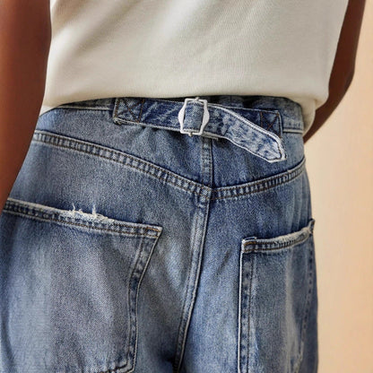 Damen Jeans Weite Vintage Style Blau