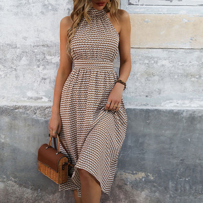 Retro-Kleid geometrisch Print Halbkragen Damen