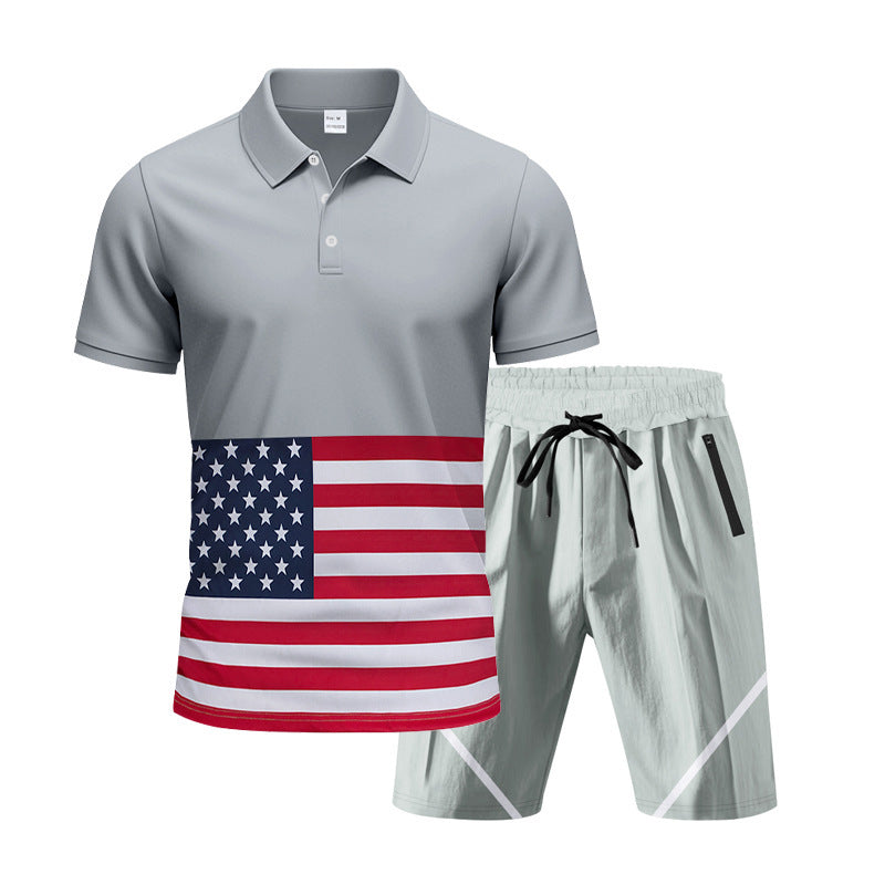 Herren Polo-Shirt Set Sportlich Flaggenmuster Berlin