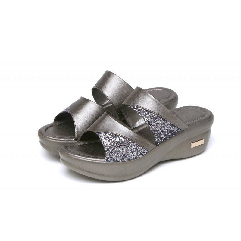 Damen Wedge-Sandalen Komfortabel Glitzernd Sommer