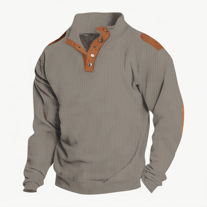 Herren Pullover Stehkragen Modern Knopf Details Elegant