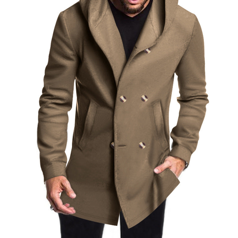 Herren Mantel Warm Elegant mit Knöpfen und großen Taschen