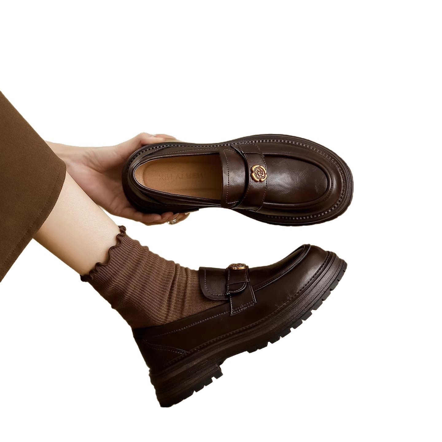 Damen Mokassins Elegant Schnalle Schuhe Damen Mode