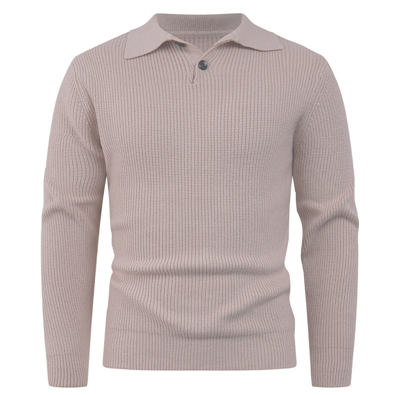 Herren Pullover Strick Modern Polokragen Knopfverschluss