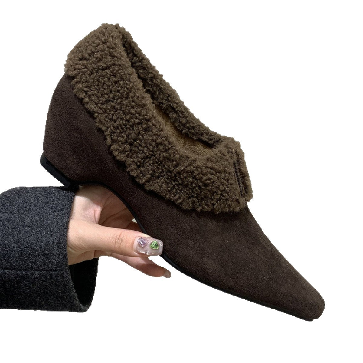 Damen Stiefeletten Kunstfell Kragen Elegante Winterstiefel