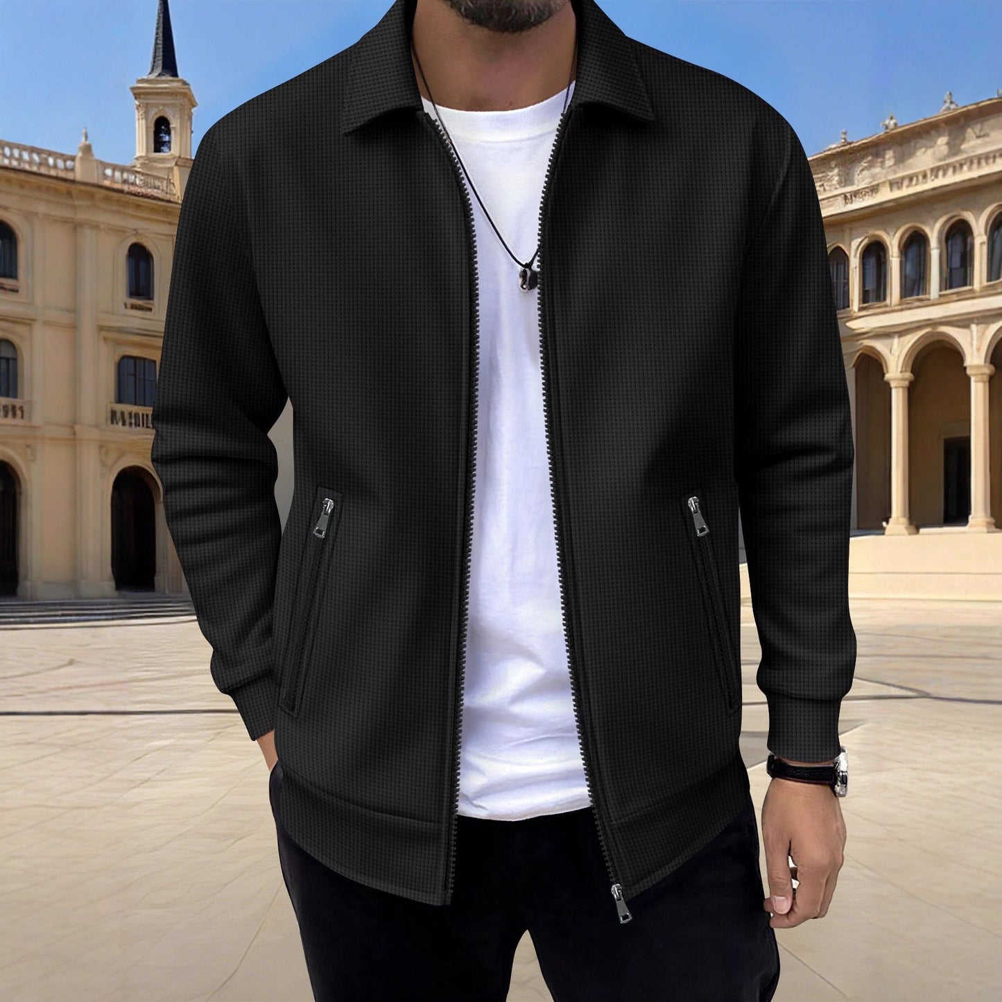 Herren Strickjacke Modern mit Reißverschlusstaschen Trendig