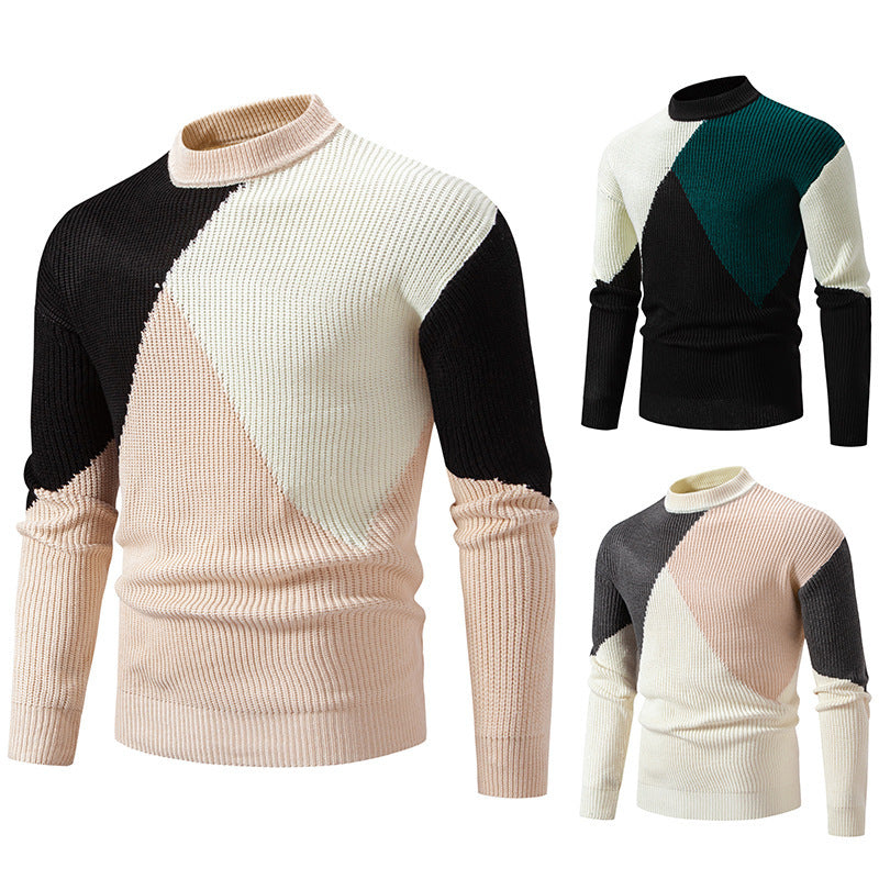 Herren Rollkragenpullover Modern Grafisches Design Farbblock - BerlinGlamour