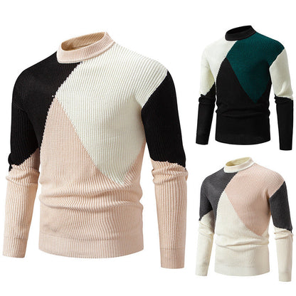Herren Rollkragenpullover Modern Grafisches Design Farbblock - BerlinGlamour