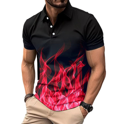 Herren Poloshirt Flammenmotiv Bequem Modern