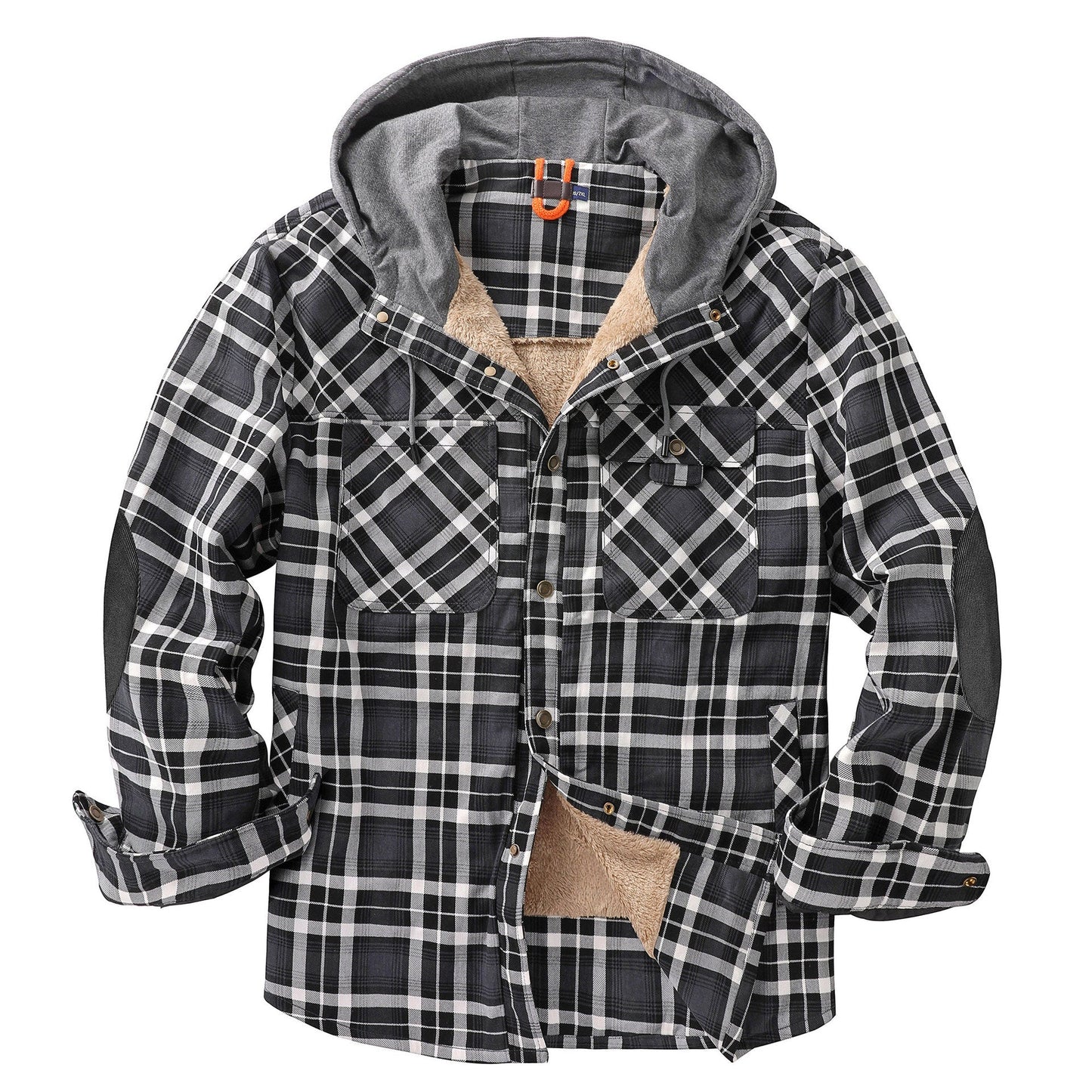 Herren Flanelljacke Weich Kapuze Warm Winter