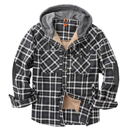 Herren Flanelljacke Weich Kapuze Warm Winter