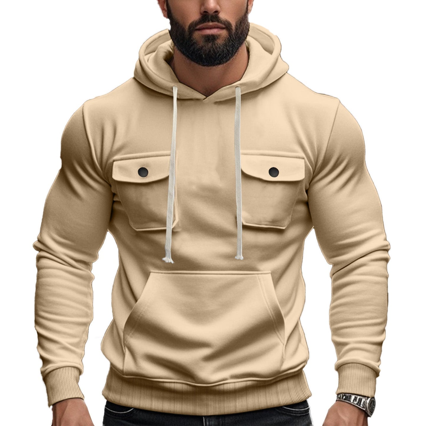 Herren Hoodie mit Brusttasche Modern Sportlich