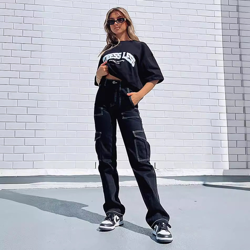 Damen Cargo-Hose Elastisch Praktisch Mit Taschen