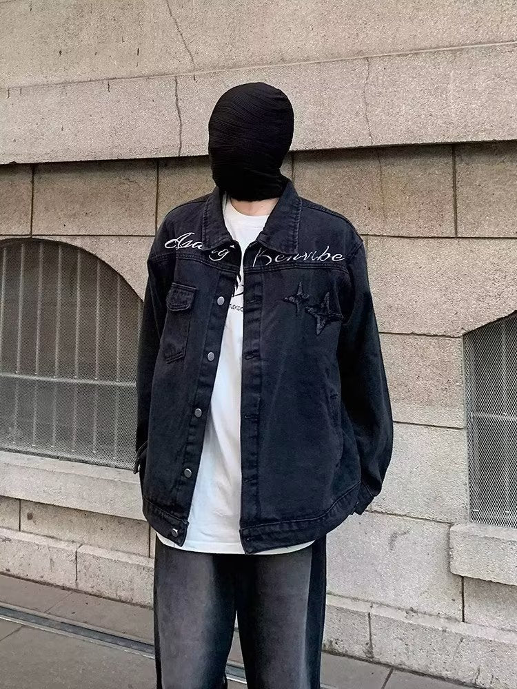 Herren Denimjacke Lässig Mit Kreativen Details Modern