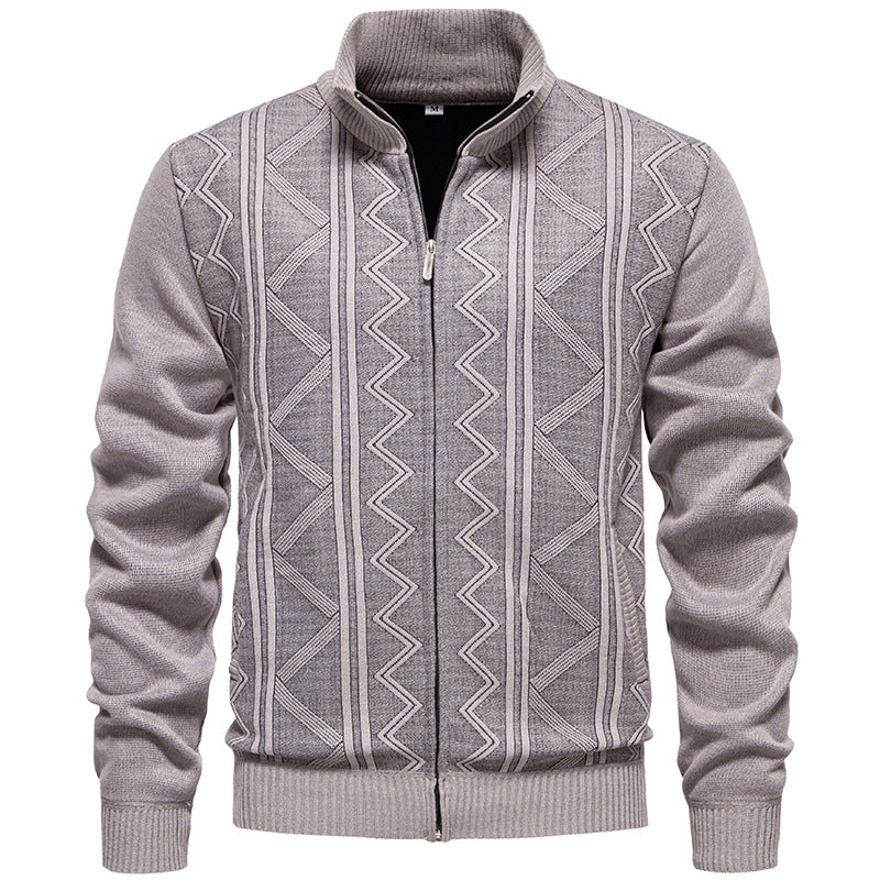 Herren Strickjacke Modern mit Zipper und Textil-Struktur - BerlinGlamour
