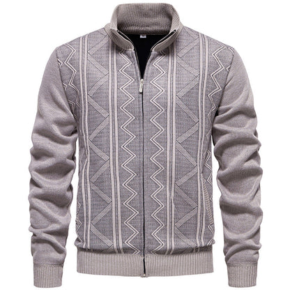 Herren Strickjacke Modern mit Zipper und Textil-Struktur - BerlinGlamour