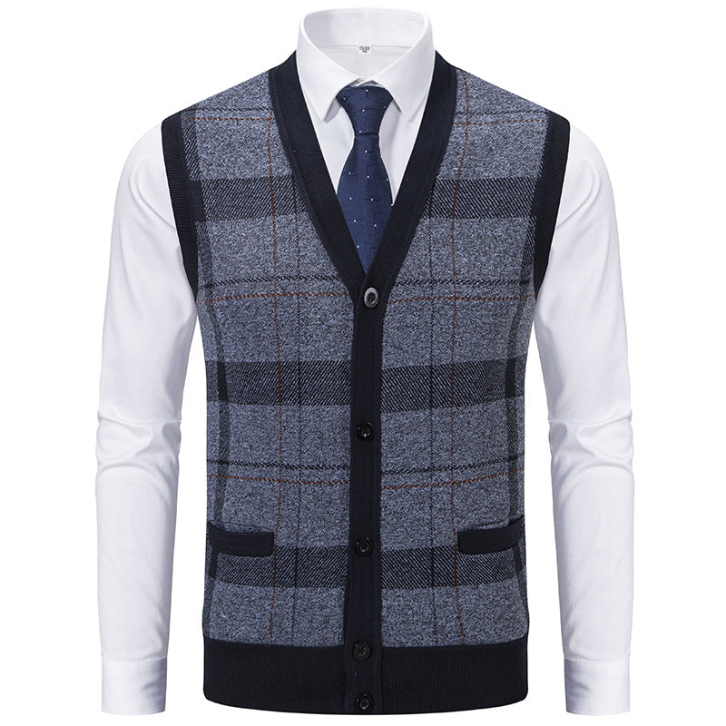 Herren Strickjacke Modern Karomuster Elegante Schale
