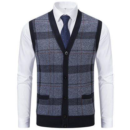 Herren Strickjacke Modern Karomuster Elegante Schale