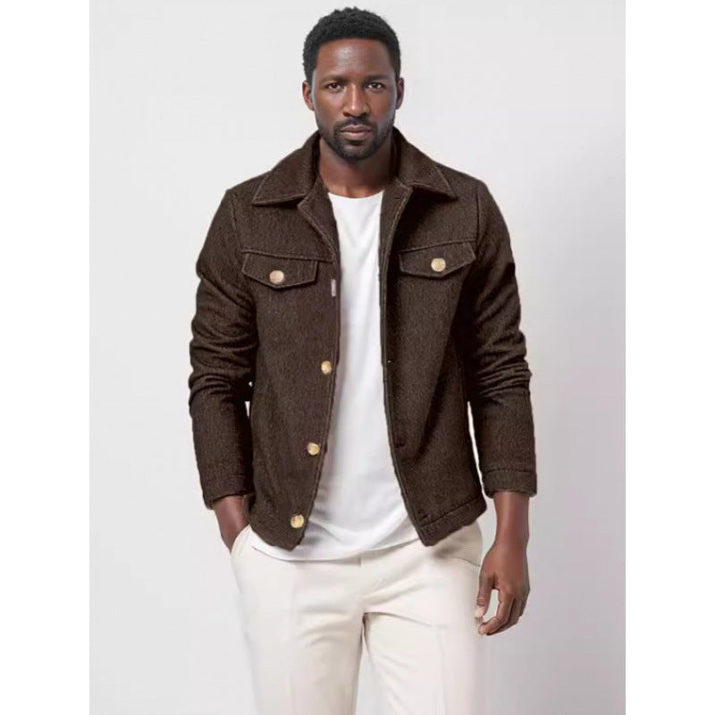 Herren Jeansjacke Modisch Goldene Knöpfe Trendy