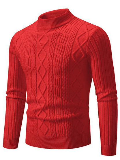 Herren Rollkragenpullover Strukturiert Rippmuster Modern