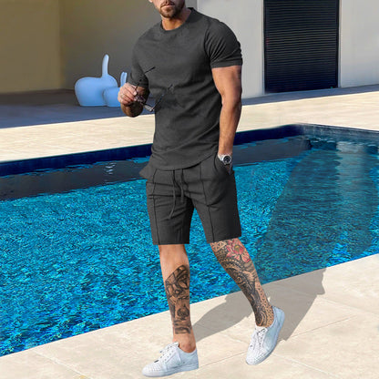 Herren Sport T-Shirt Kurzarm mit Jersey Shorts Comfort Fit