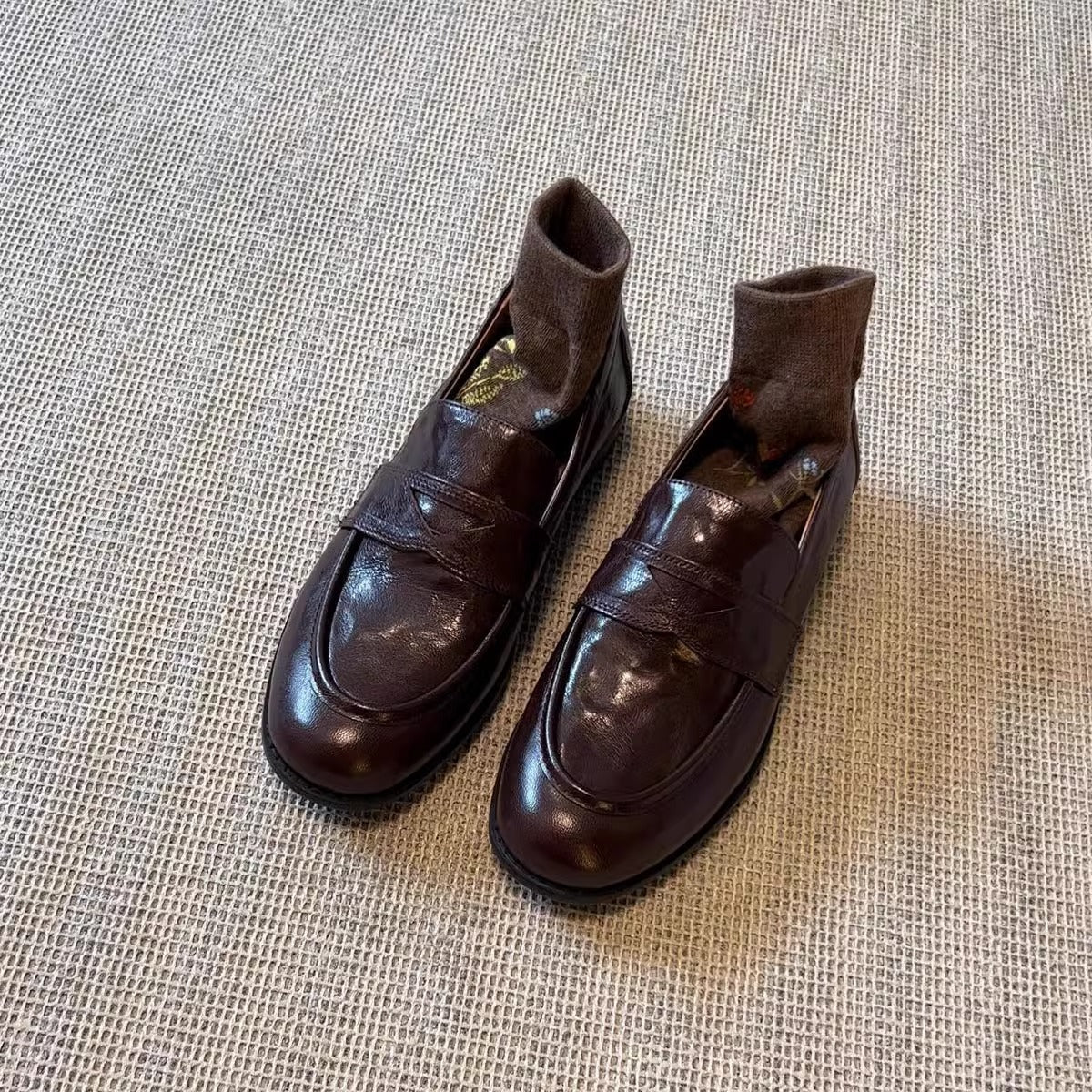 Damen Mokassins Leder Elegante Schlupfschuhe Schwarz