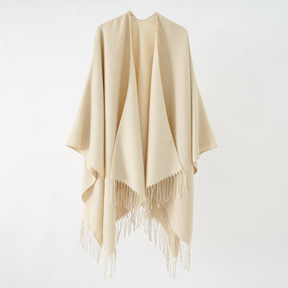 Damen Poncho Weich Fransen Luxus Modern