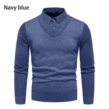 Herren Strickpullover V-Ausschnitt Modern Rippenmuster