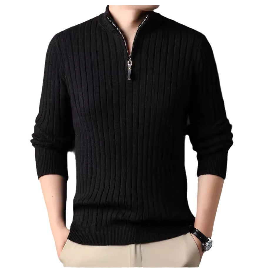Herren Pullover Modern Stehkragen Rippmuster Trendy