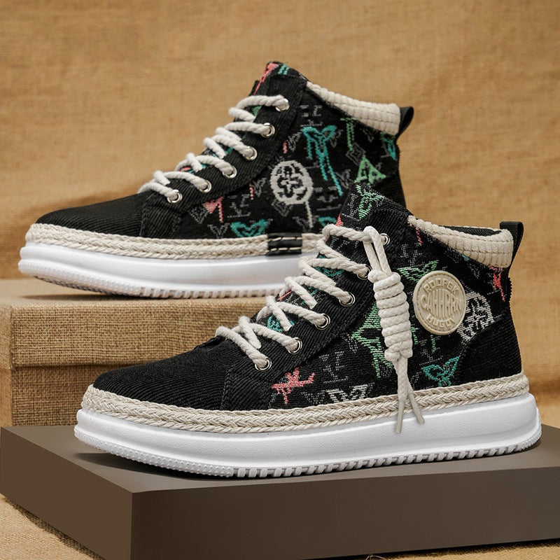 Damen Sneaker Hoch Gestickt Flexibel Mode Schuhe - BerlinGlamour