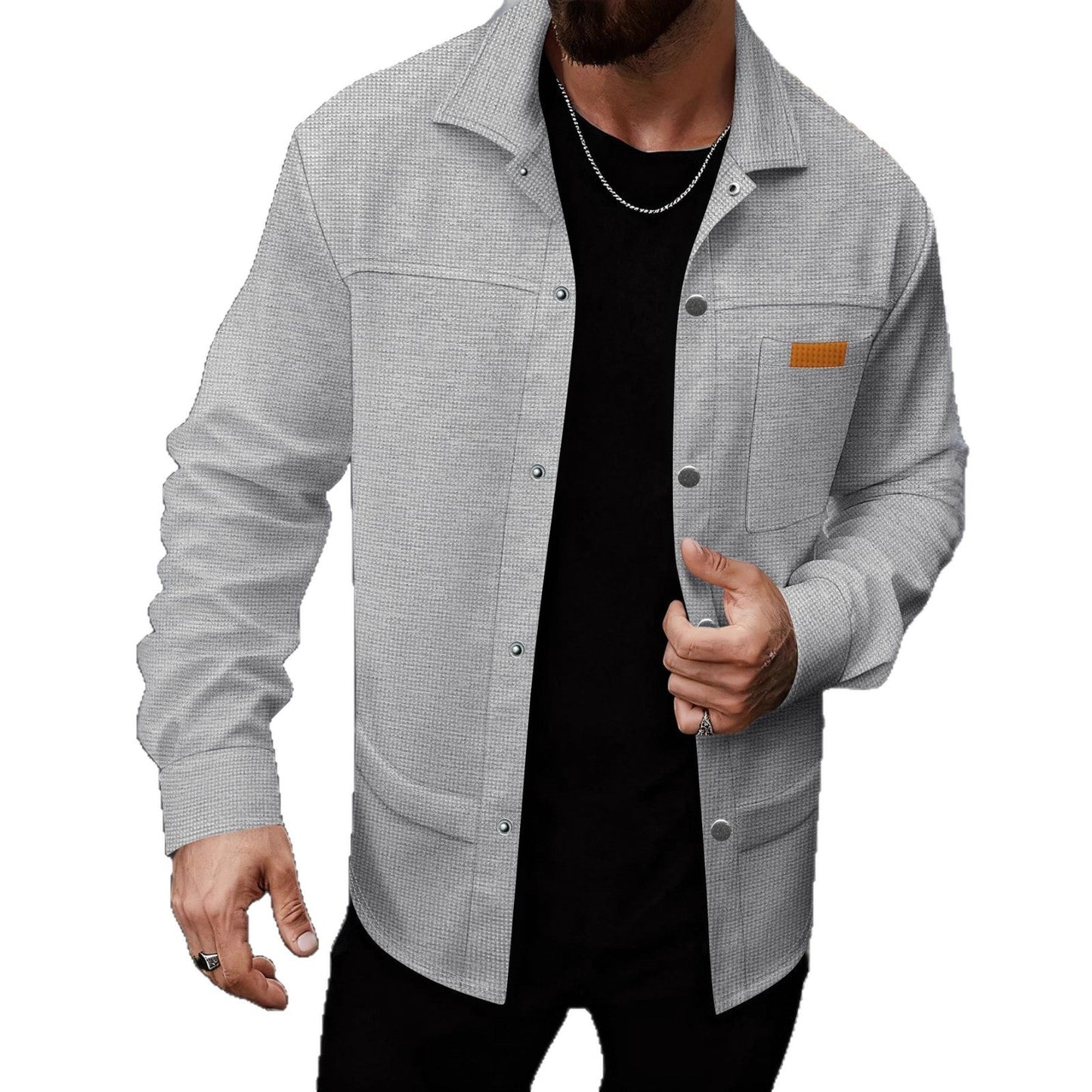Herren Freizeitjacke Modern Strukturiert Schwarze Stadtjacke