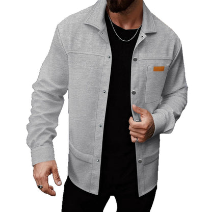 Herren Freizeitjacke Modern Strukturiert Schwarze Stadtjacke