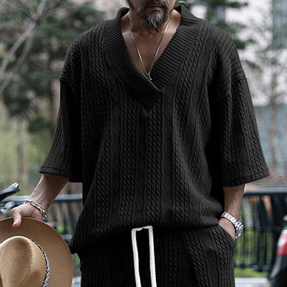 Lässiges Strickshirt Herren V-Ausschnitt Modern
