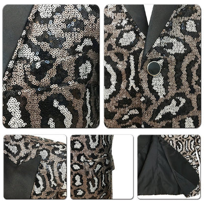 Herren Blazer Elegant Leoprint Glamour Anzugjacke Modern