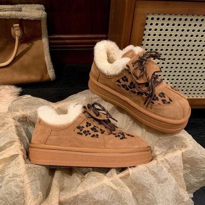 Damen Sneaker Leopardenmuster Gefüttert Rutschfest