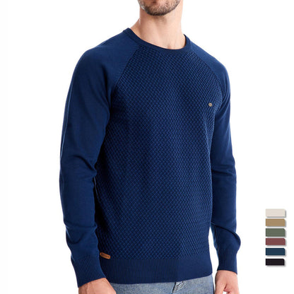 Herren Strickpullover Modern Rundhals Großes Muster