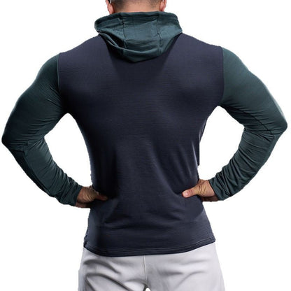 Herren Funktionsshirt Langarm Atmungsaktiv Kapuze Sportlich