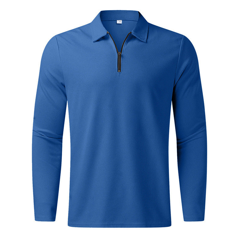 Herren Poloshirt Langarm Reißverschluss Modern