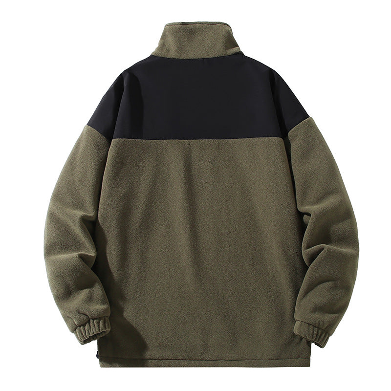 Herren Fleecejacke Warm Hochkragen Reißverschluss Taschen
