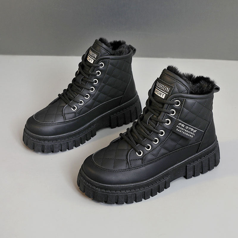 Damen Winterstiefel Warm Kuschelig Rutschfest Schwarz