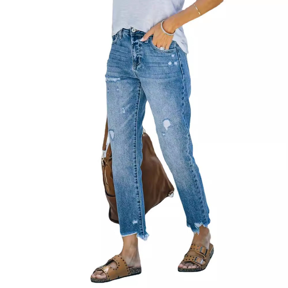 Schlanke Damen High-Waist Jeans Berlin Style